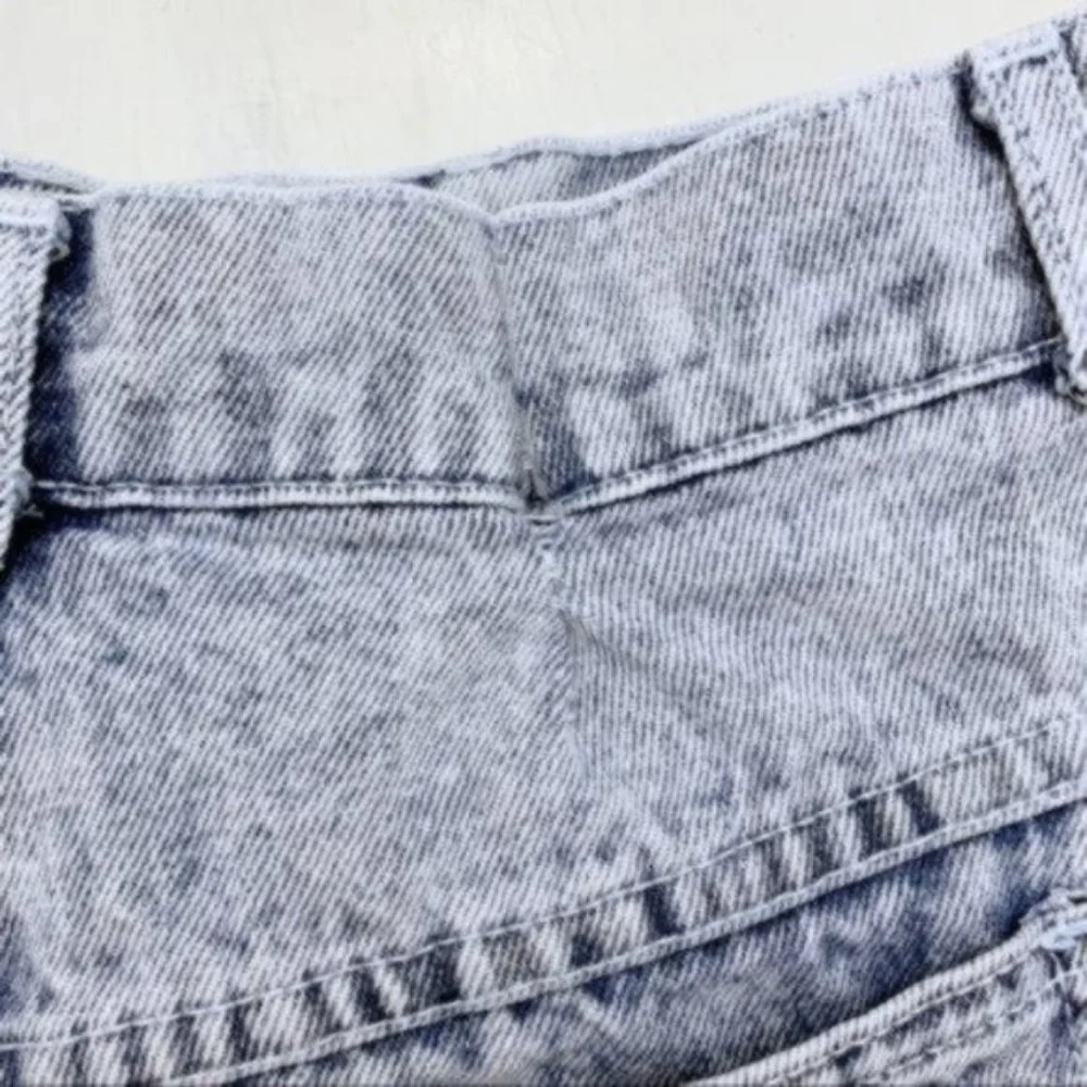 Vintage 90s Mom Jeans Lace-Up Cuff Tapered High Waisted White Washed 26 - Picture 8 of 10